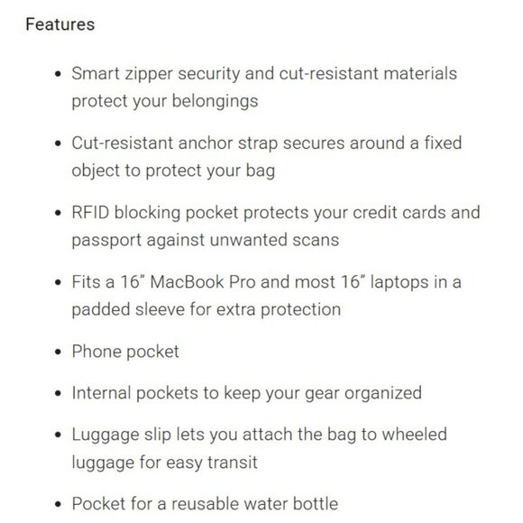 NWOT Pacsafe CX Anti-Theft Backpack in Black & Pink - Picture 9 of 11